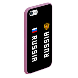 Чехол для iPhone 5/5S матовый Россия три полоски на черном фоне - фото 2