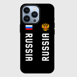 Чехол для iPhone 13 Pro Россия три полоски на черном фоне