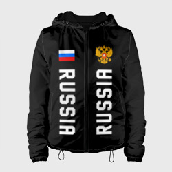 Женская куртка 3D Россия три полоски на черном фоне