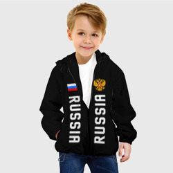 Детская куртка 3D Россия три полоски на черном фоне - фото 2