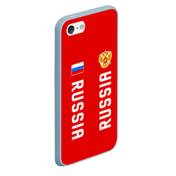 Чехол для iPhone 5/5S матовый Россия три полоски на красном фоне - фото 2