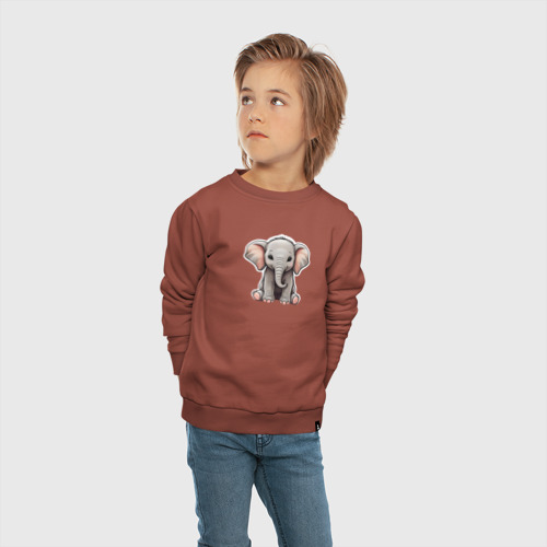 Детский свитшот хлопок с принтом Красивый африканский слоненок, вид сбоку #3