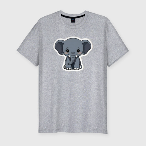 Мужская футболка хлопок Slim с принтом Красивый африканский слоненок, вид спереди #2