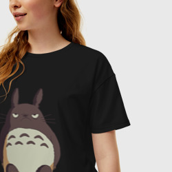Женская футболка хлопок Oversize Суровый Тоторо - фото 2