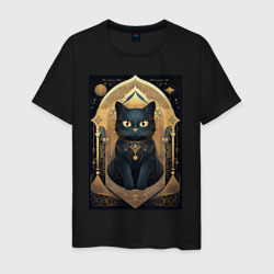 Мужская футболка хлопок Black gold cat