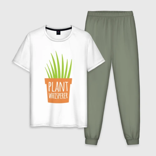 Мужская пижама с белой футболкой хлопок Повелитель растений