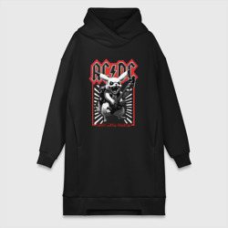 Платье-худи хлопок AC DC на фоне Пикачу играющего рок на гитаре