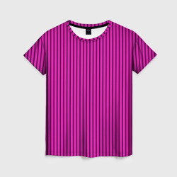 Женская футболка 3D Яркий розовый в полоску
