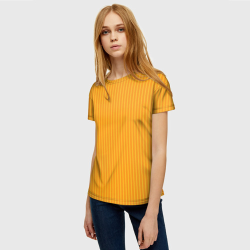 Женская футболка 3D Жёлтый полосатый, цвет 3D печать - фото 3