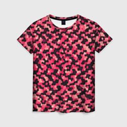 Женская футболка 3D Мозаика красно-бордовый