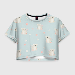 Женская футболка Crop-top 3D Коалы и цветы