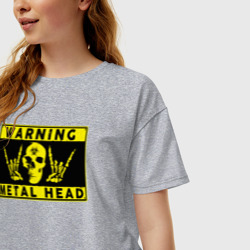 Женская футболка хлопок Oversize Metal head - фото 2