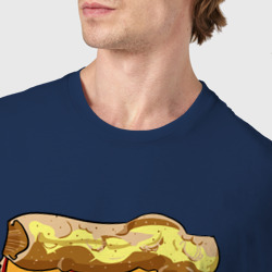 Футболка с принтом Pizza yum для мужчины, вид на модели спереди №4. Цвет основы: темно-синий
