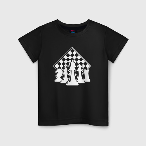 Детская футболка хлопок Фигуры шахмат, цвет черный