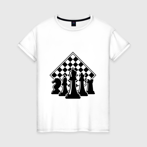 Женская футболка хлопок с принтом The chessboard, вид спереди #2