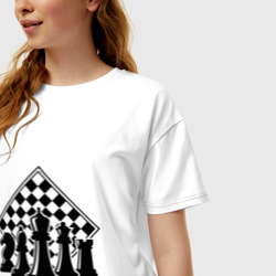 Женская футболка хлопок Oversize The chessboard - фото 2