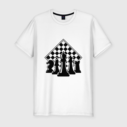 Мужская футболка хлопок Slim The chessboard, цвет белый