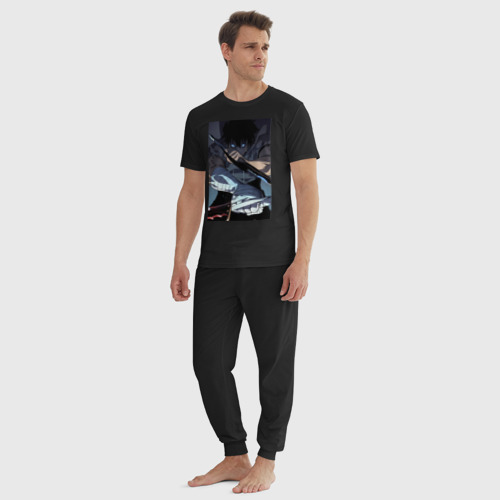 Мужская пижама хлопок Поднятие уровня в одиночку Джину Сон, цвет черный - фото 5