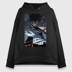 Женское худи Oversize хлопок Поднятие уровня в одиночку Джину Сон