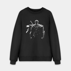 Мужской свитшот oversize без начеса хлопок Силуэт Гатса в тени