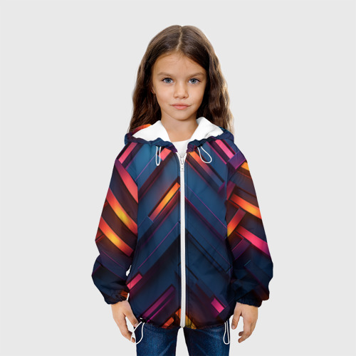 Детская куртка 3D Неоновый узор стальные раскалённые пластины, цвет белый - фото 4