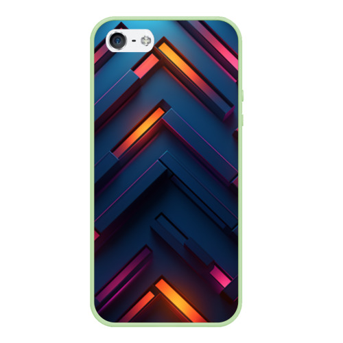 Чехол для iPhone 5/5S матовый Неоновый узор стальные раскалённые пластины, цвет салатовый