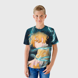 Детская футболка 3D Зеницу Агацума из Клинка рассекающего демонов - фото 2