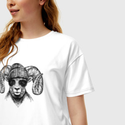 Женская футболка хлопок Oversize Баран модный - фото 2