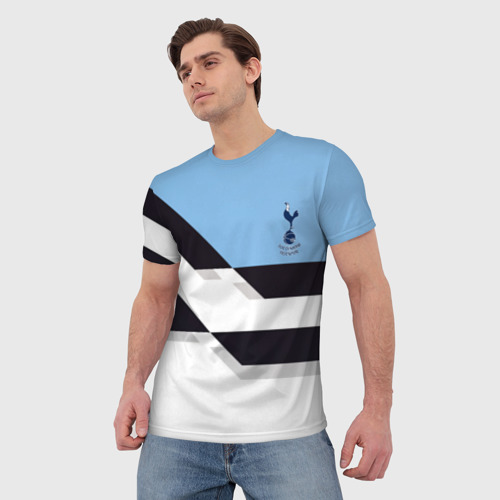 Мужская футболка 3D с принтом Tottenham sport geometry, фото на моделе #1