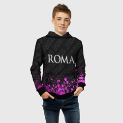 Толстовка с принтом Roma pro football посередине для ребенка, вид на модели спереди №4. Цвет основы: черный