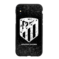 Чехол для iPhone XS Max матовый Atletico Madrid с потертостями на темном фоне