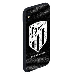 Чехол для iPhone XS Max матовый Atletico Madrid с потертостями на темном фоне - фото 2