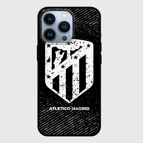 Чехол для iPhone 13 Pro Atletico Madrid с потертостями на темном фоне