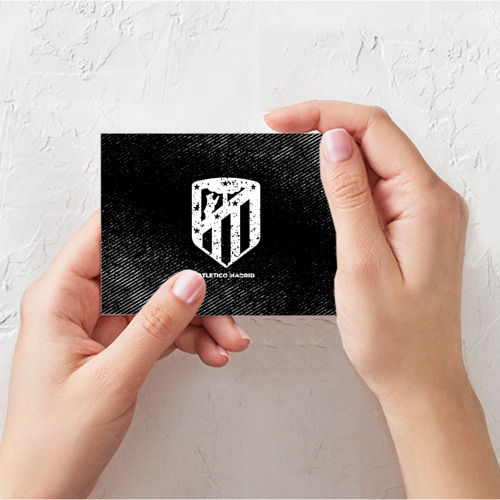 Поздравительная открытка Atletico Madrid с потертостями на темном фоне, цвет белый - фото 3