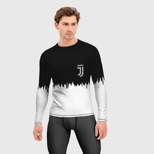 Мужской рашгард 3D Juventus белый огонь текстура, цвет 3D печать - фото 3