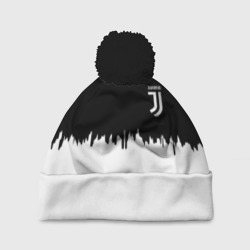 Шапка 3D c помпоном Juventus белый огонь текстура