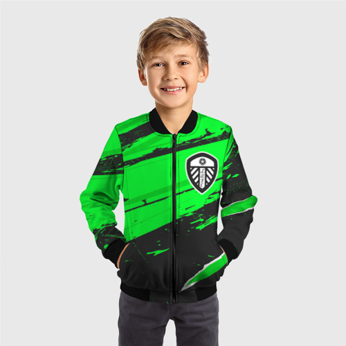 Детский бомбер 3D Leeds United sport green, цвет черный - фото 4