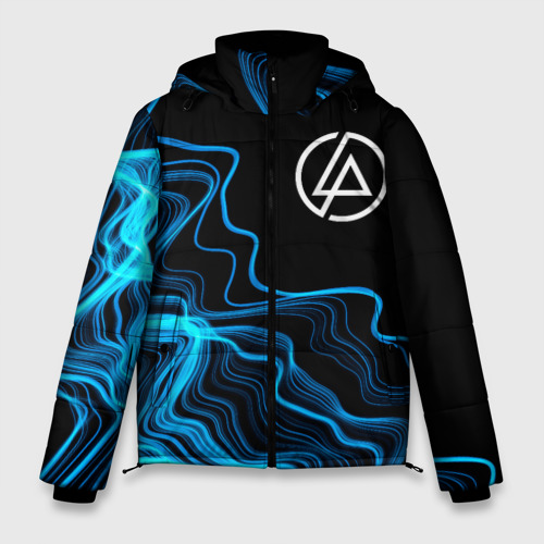 Мужская зимняя куртка 3D с принтом Linkin Park sound wave, вид спереди #2