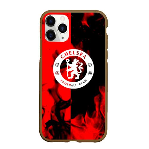 Чехол для iPhone 11 Pro Max матовый Chelsea fire storm текстура, цвет коричневый