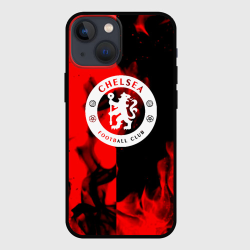 Чехол для iPhone 13 mini с принтом Chelsea fire storm текстура, вид спереди #2