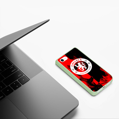 Чехол для iPhone 5/5S матовый Chelsea fire storm текстура, цвет салатовый - фото 5