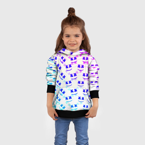 Детская толстовка 3D Marshmello pattern neon, цвет черный - фото 4