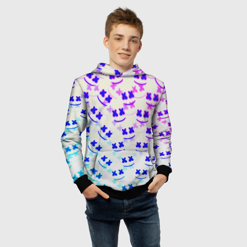 Детская толстовка 3D Marshmello pattern neon, цвет черный - фото 6