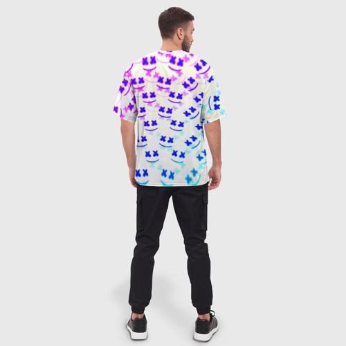 Мужская футболка oversize 3D Marshmello pattern neon, цвет 3D печать - фото 4