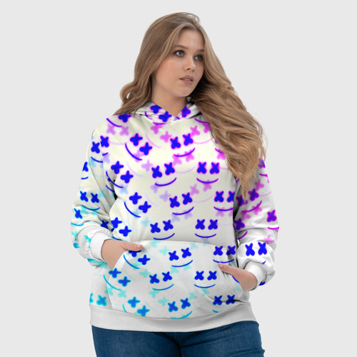 Женская толстовка 3D Marshmello pattern neon, цвет 3D печать - фото 6