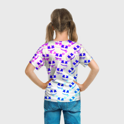 Детская футболка 3D Marshmello pattern neon, цвет 3D печать - фото 6