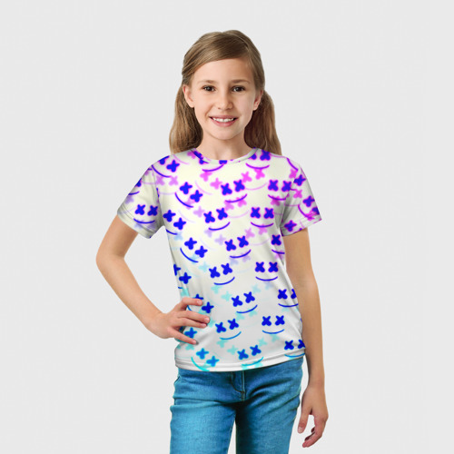 Детская футболка 3D Marshmello pattern neon, цвет 3D печать - фото 5