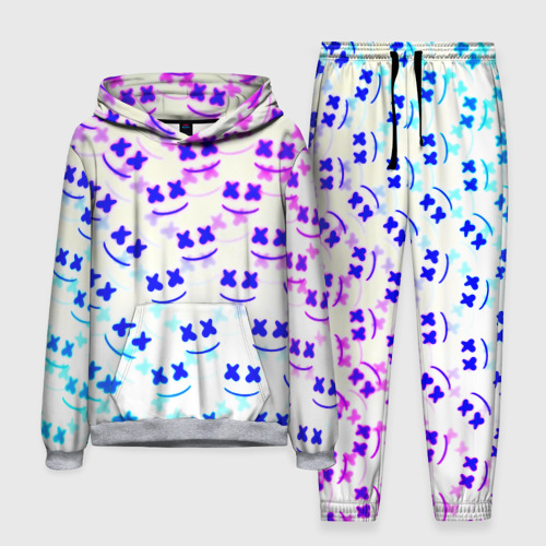 Мужской костюм с толстовкой 3D Marshmello pattern neon, цвет меланж