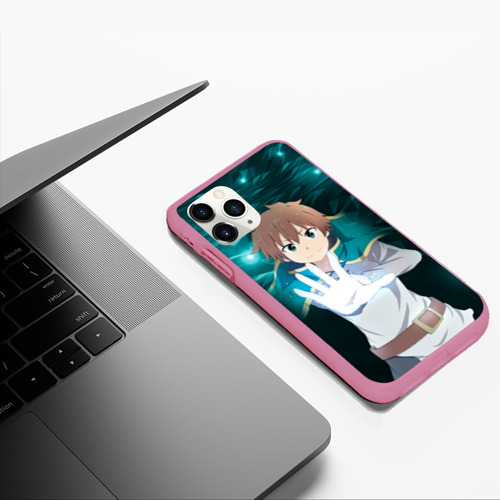 Чехол для iPhone 11 Pro Max матовый Казума Сато из Коносубы, цвет малиновый - фото 5