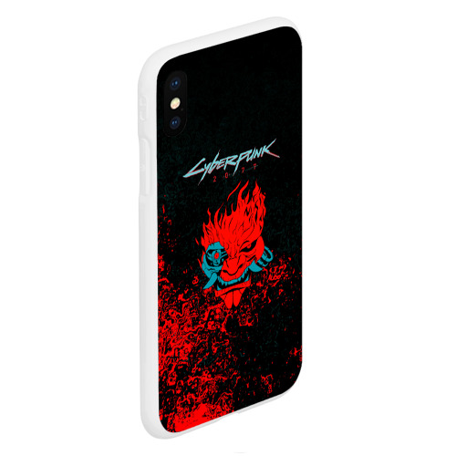Чехол для iPhone XS Max матовый с принтом Cyberpunk 2077 брызги красок, вид сбоку #3